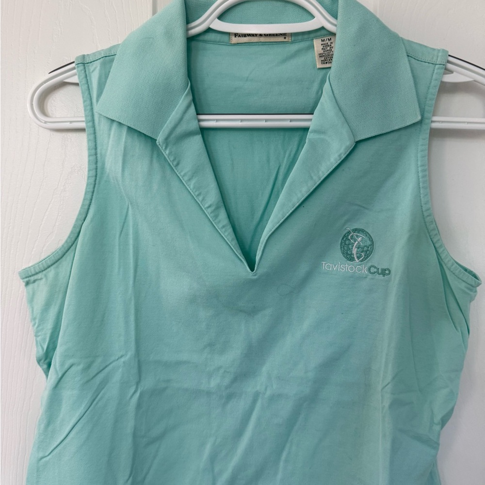 Fairway & Greene Aqua Sleeveless Polo Shirt - Medium